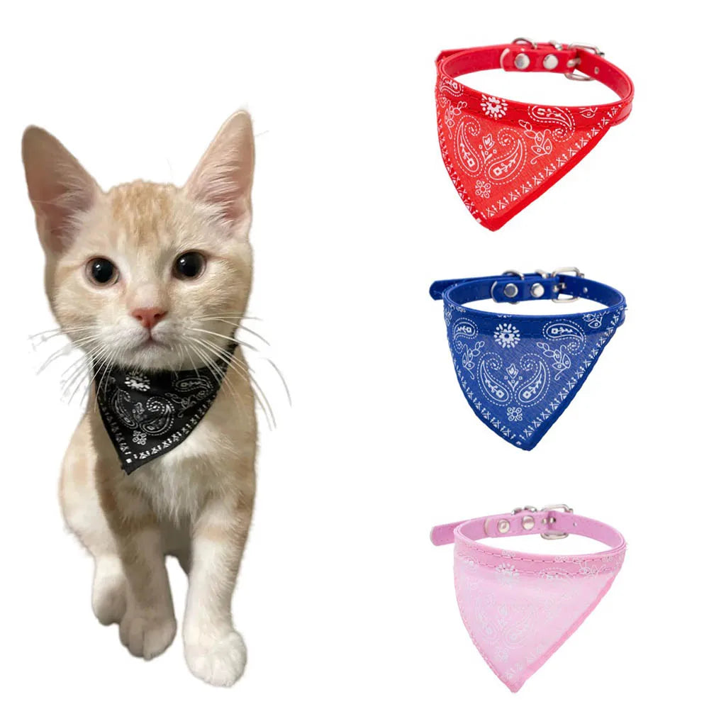 Adjustable Cute Printed Bandana Cat Collar Puppy Dog Cat Scarf Collar Adjustable Triangular Pet Banadana Collar for Kittens