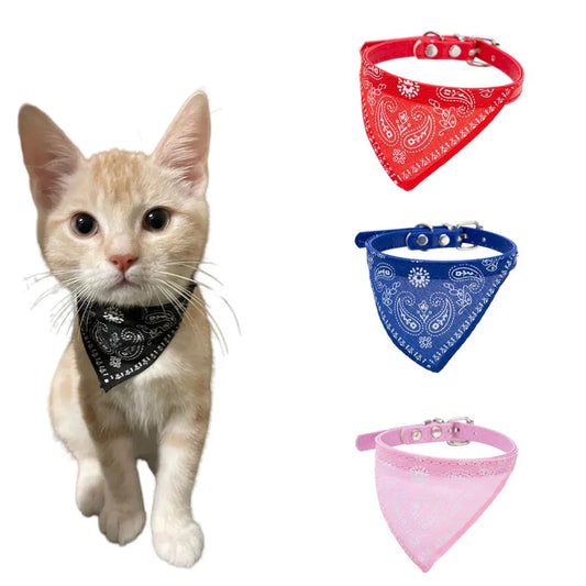 Adjustable Cute Printed Bandana Cat Collar Puppy Dog Cat Scarf Collar Adjustable Triangular Pet Banadana Collar for Kittens