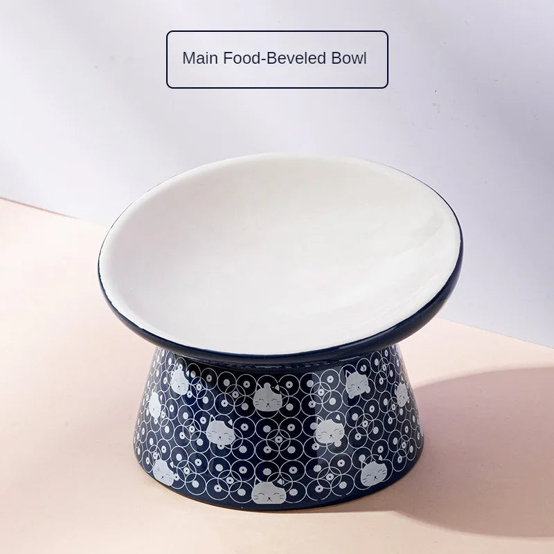 Japanese Style Cat Bowl Ceramic Double Bowl Anti Knock Food Bowl Dog Bowl Cat Drinking Bowl Automatic Drinking Pet Supplies