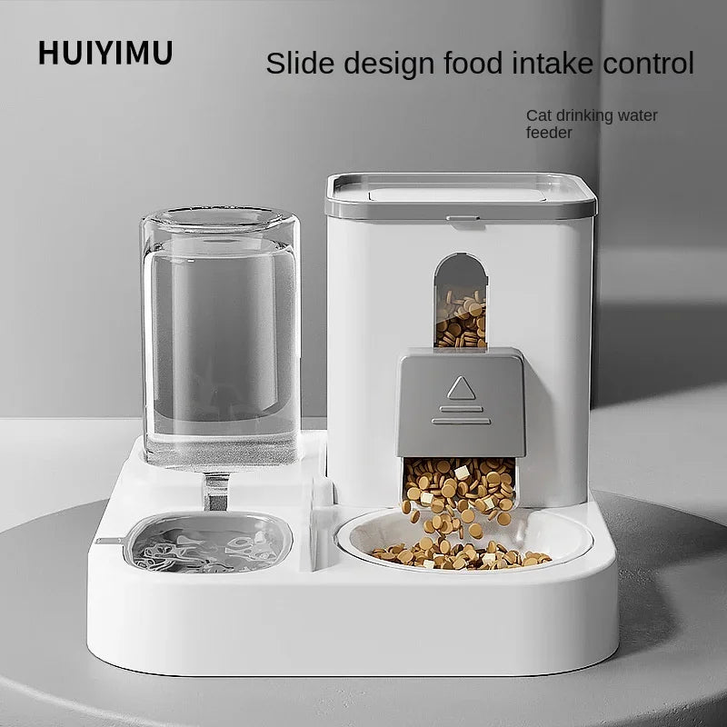 2-in-1 Automatic Cat Feeder & Water Fountain - Large Capacity Auto Dispensing Pet Bowl for Cats/Dogs, Continuous Food/Water Supp