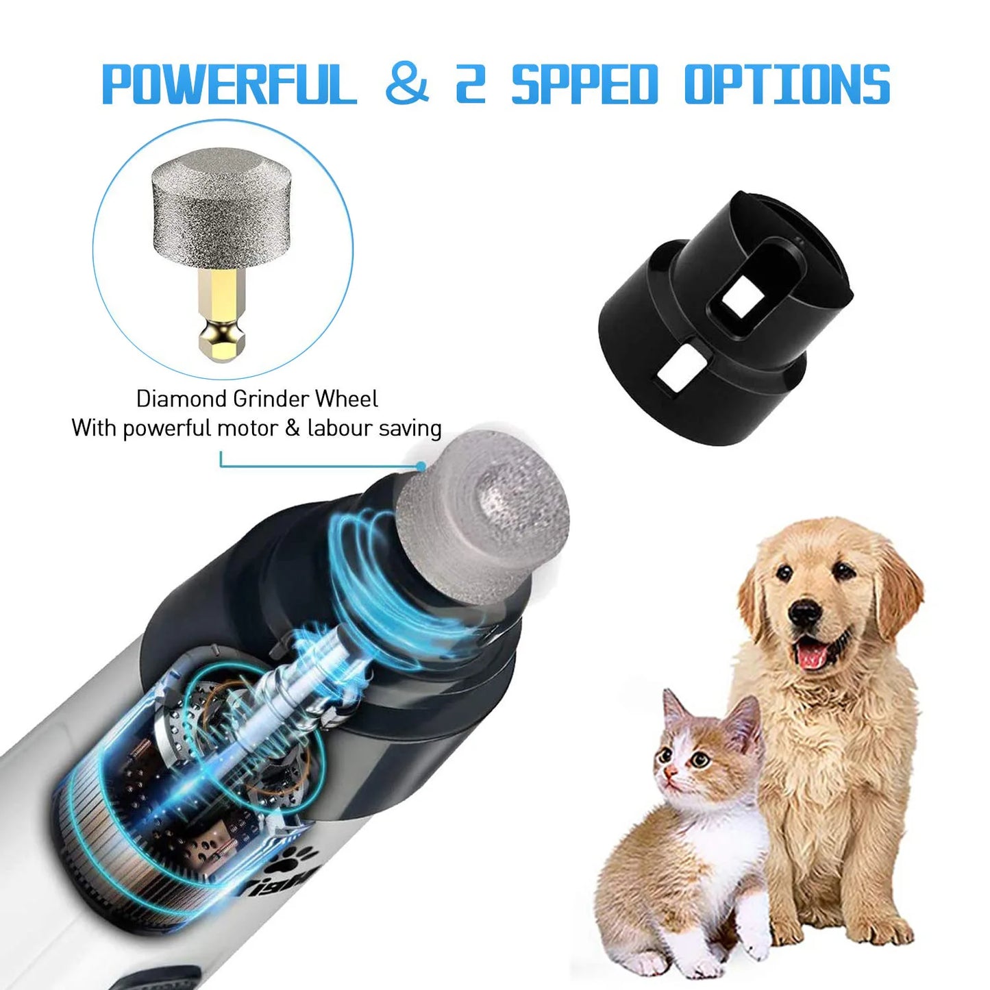 Rechargeable Dog Nail Grinders USB Charging Pet Nail Clippers Electric Dog Cat Paws Nail Grinder Grooming Trimmer Tools
