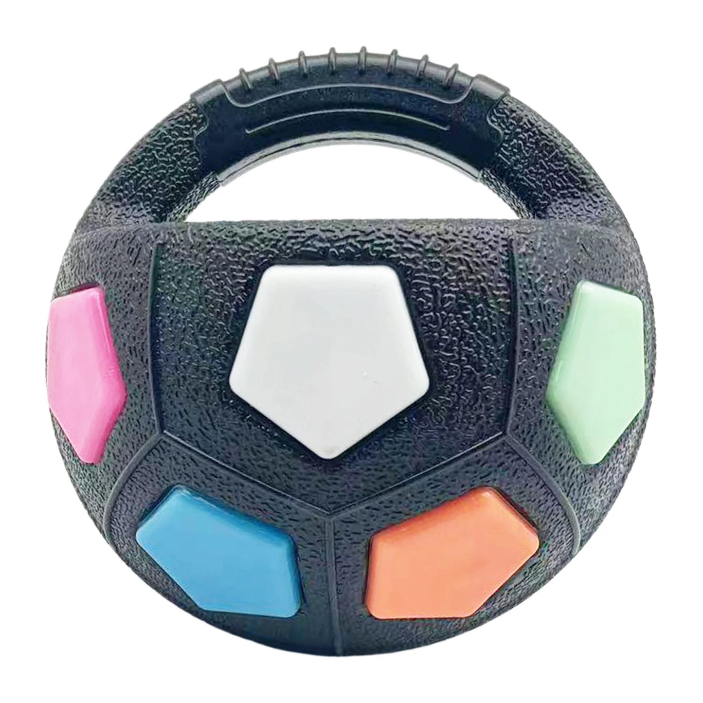 Dog Calming Ball with Handle Pet Dog Football Shape Toy Interactive Squeaky Pet Football for Medium Large Breeds