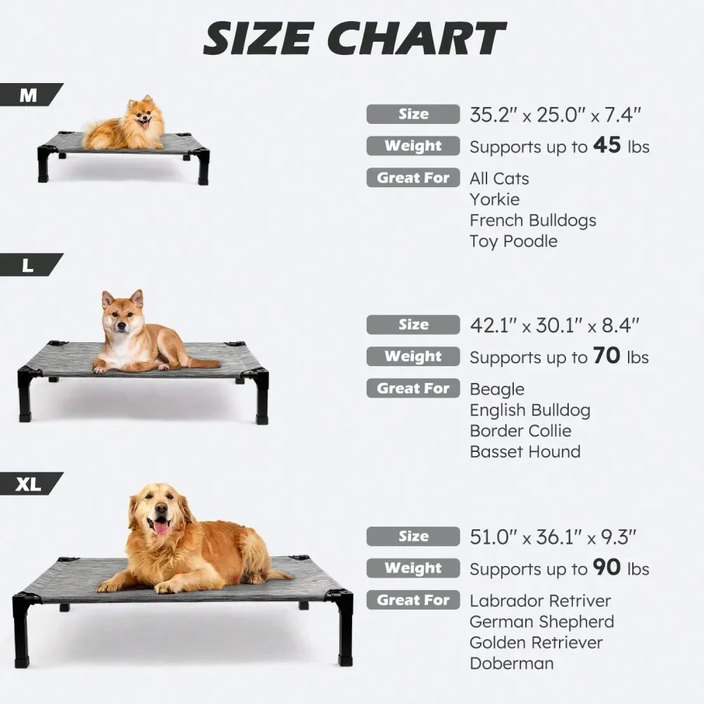 Dog Supplies Pet Furniture And Beds Dog Bed Elevated Dog Bed Portable Outdoor Dog Cot For Large Pets, Stable AntiSlip Feet,Breat