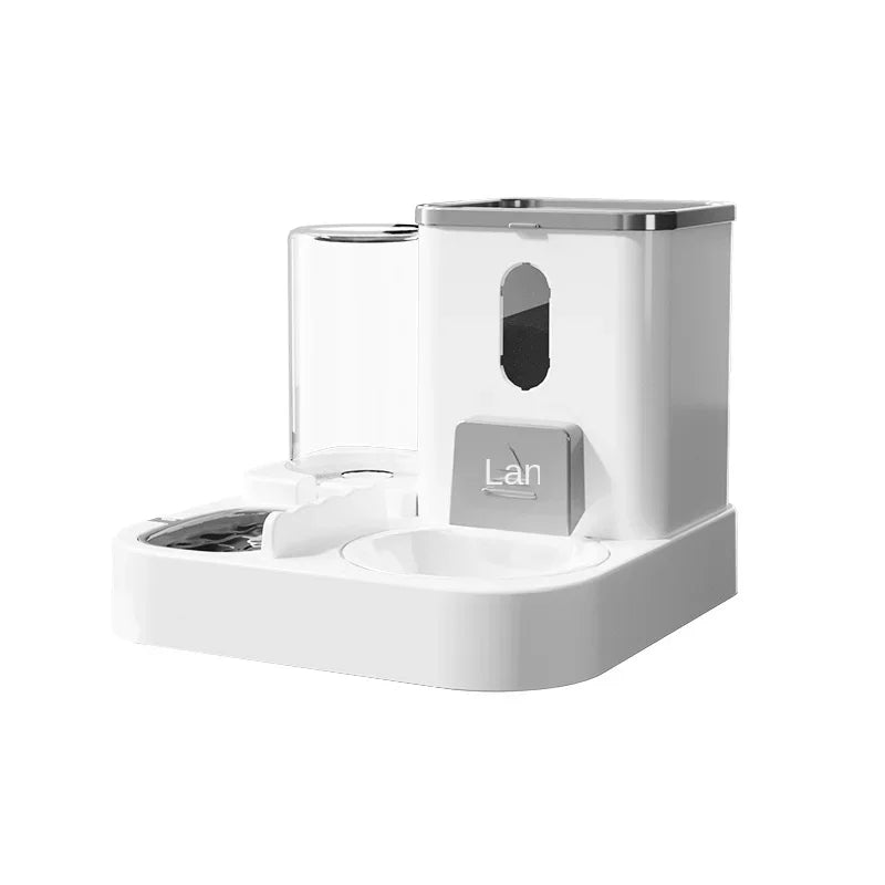 2-in-1 Automatic Cat Feeder & Water Fountain - Large Capacity Auto Dispensing Pet Bowl for Cats/Dogs, Continuous Food/Water Supp