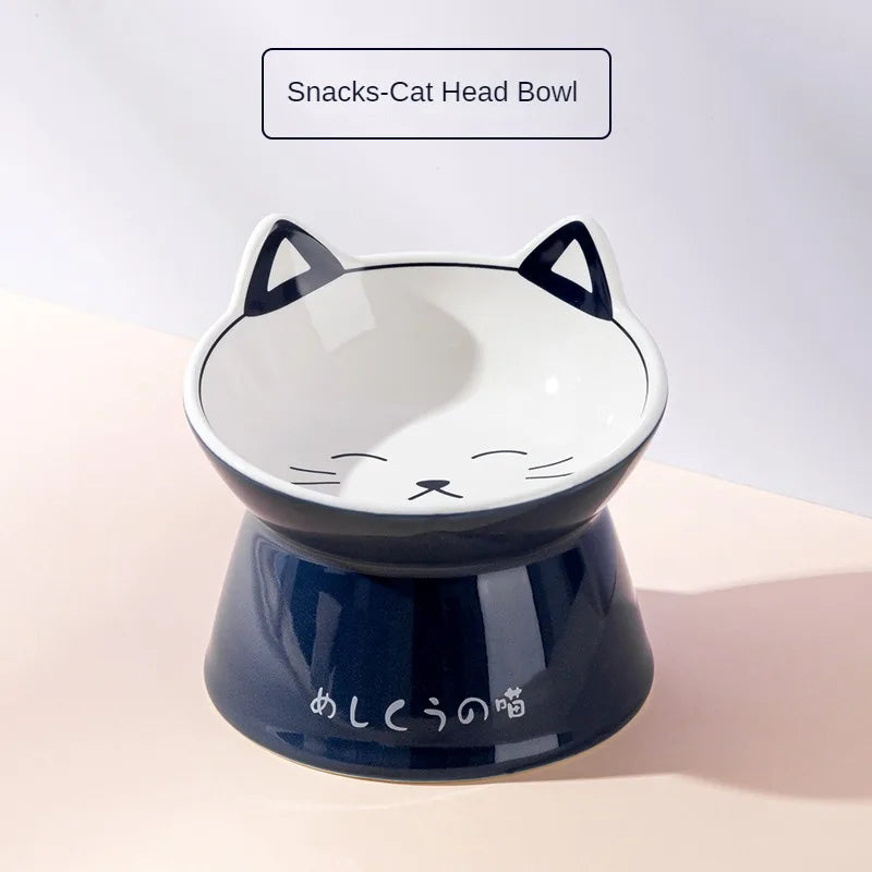 Japanese Style Cat Bowl Ceramic Double Bowl Anti Knock Food Bowl Dog Bowl Cat Drinking Bowl Automatic Drinking Pet Supplies