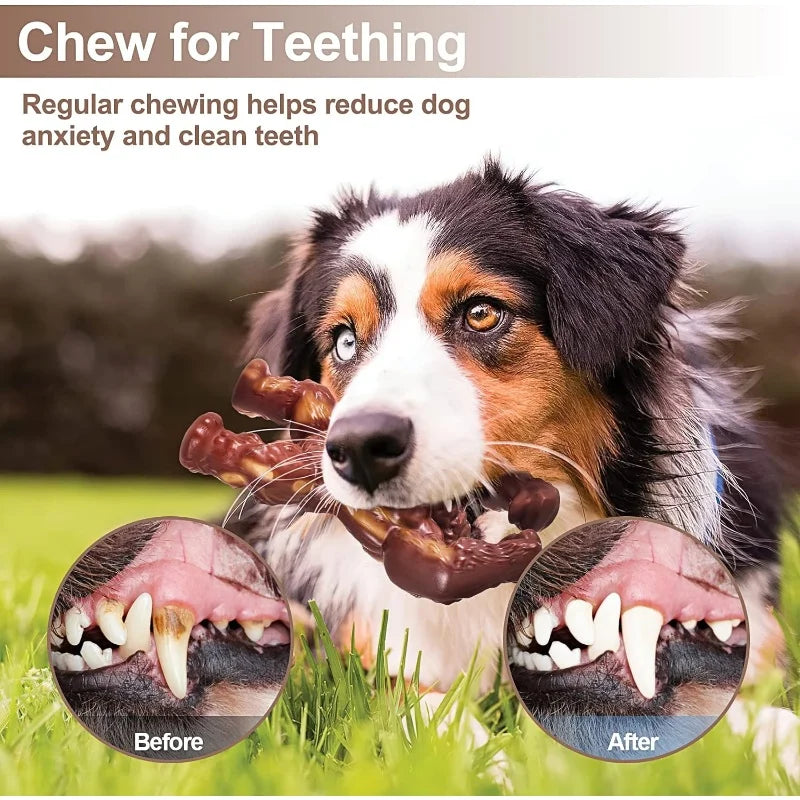 Indestructible dog chewing toys in the shape of an indestructible diamond, strong large dog biting toys, real beef-flavored pet