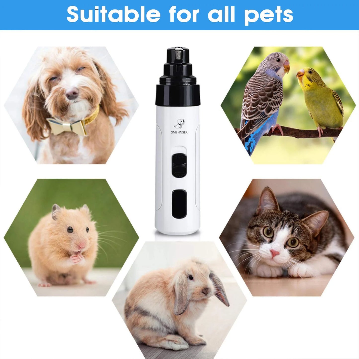 Rechargeable Dog Nail Grinders USB Charging Pet Nail Clippers Electric Dog Cat Paws Nail Grinder Grooming Trimmer Tools
