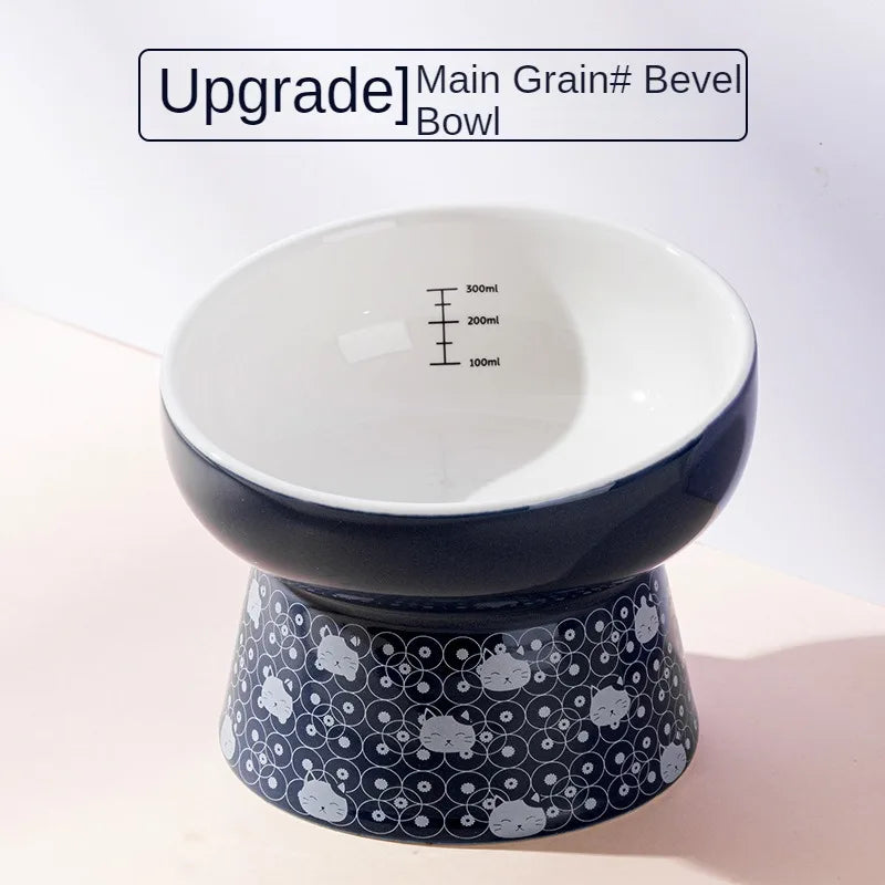 Japanese Style Cat Bowl Ceramic Double Bowl Anti Knock Food Bowl Dog Bowl Cat Drinking Bowl Automatic Drinking Pet Supplies