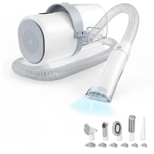 Pet Grooming Vacuum Kit with 2L Dust Cup, 3 Suction Modes & 5 Grooming Tools for Dogs and Cats