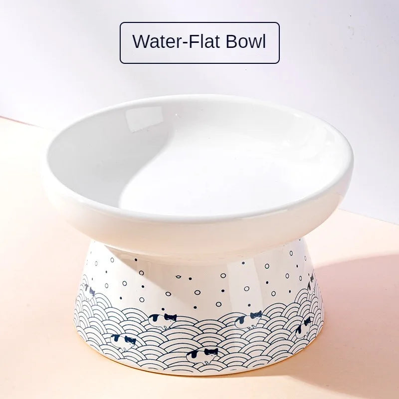 Japanese Style Cat Bowl Ceramic Double Bowl Anti Knock Food Bowl Dog Bowl Cat Drinking Bowl Automatic Drinking Pet Supplies